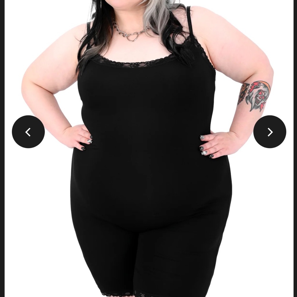 Foxblood Biker Cami Black Lace Trim Bodysuit Romper